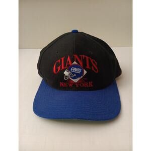 Vintage AJD Signature New York Giants Snapback Hat Mens NFL Black/Blue